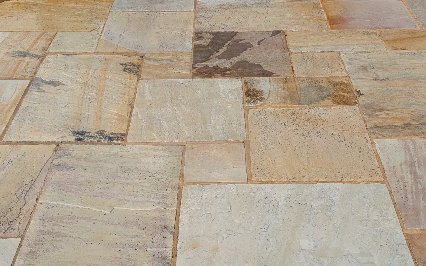 Freshly cleaned natural-stone patio